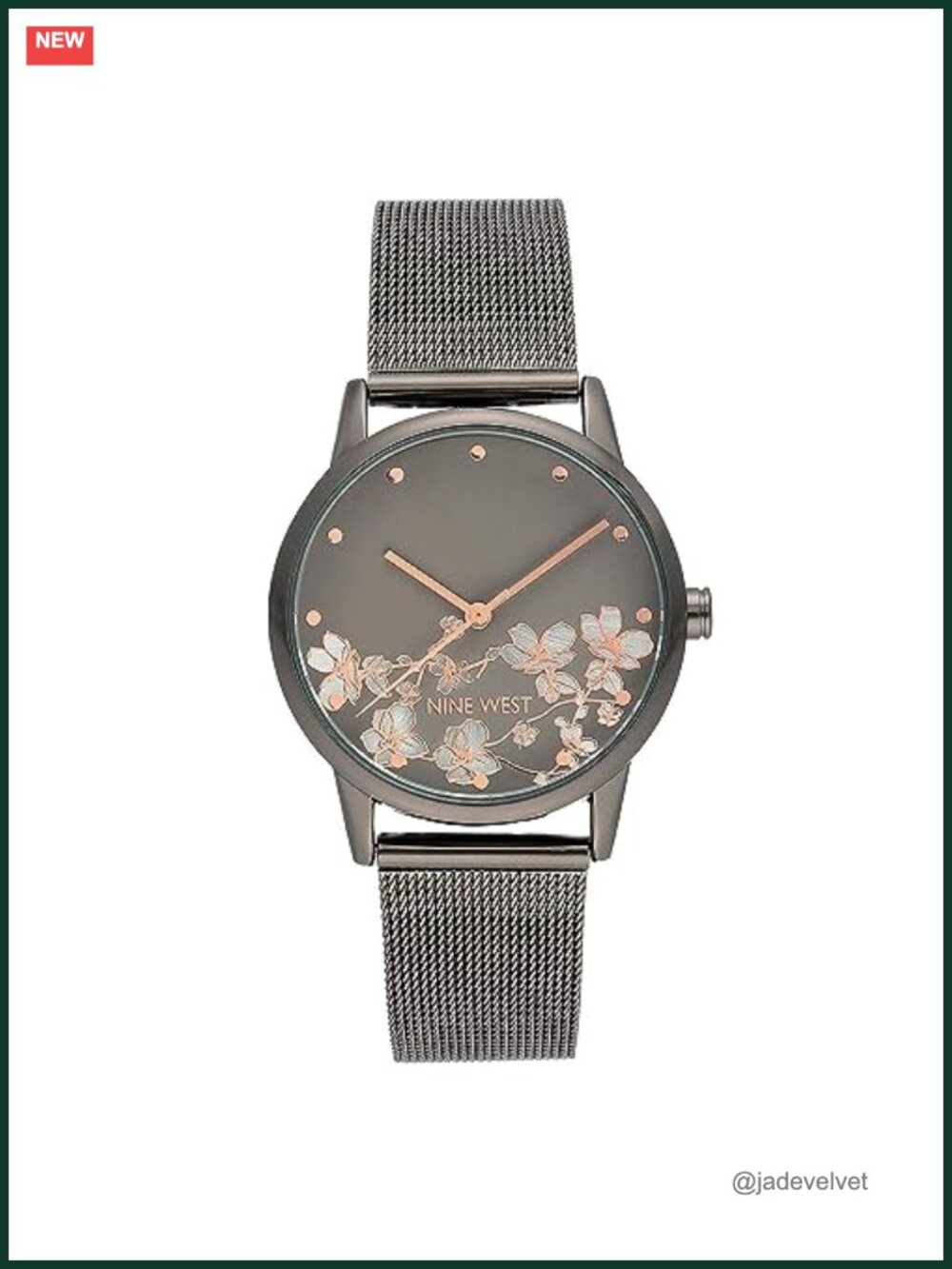 Nine West Women's Floral Dial Mesh Bracelet Watch